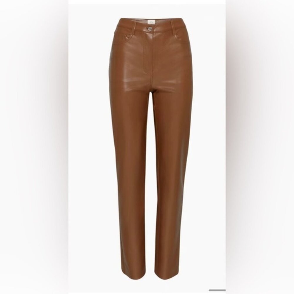Aritzia Wilfred Melina faux leather hight waist straight leg size 8